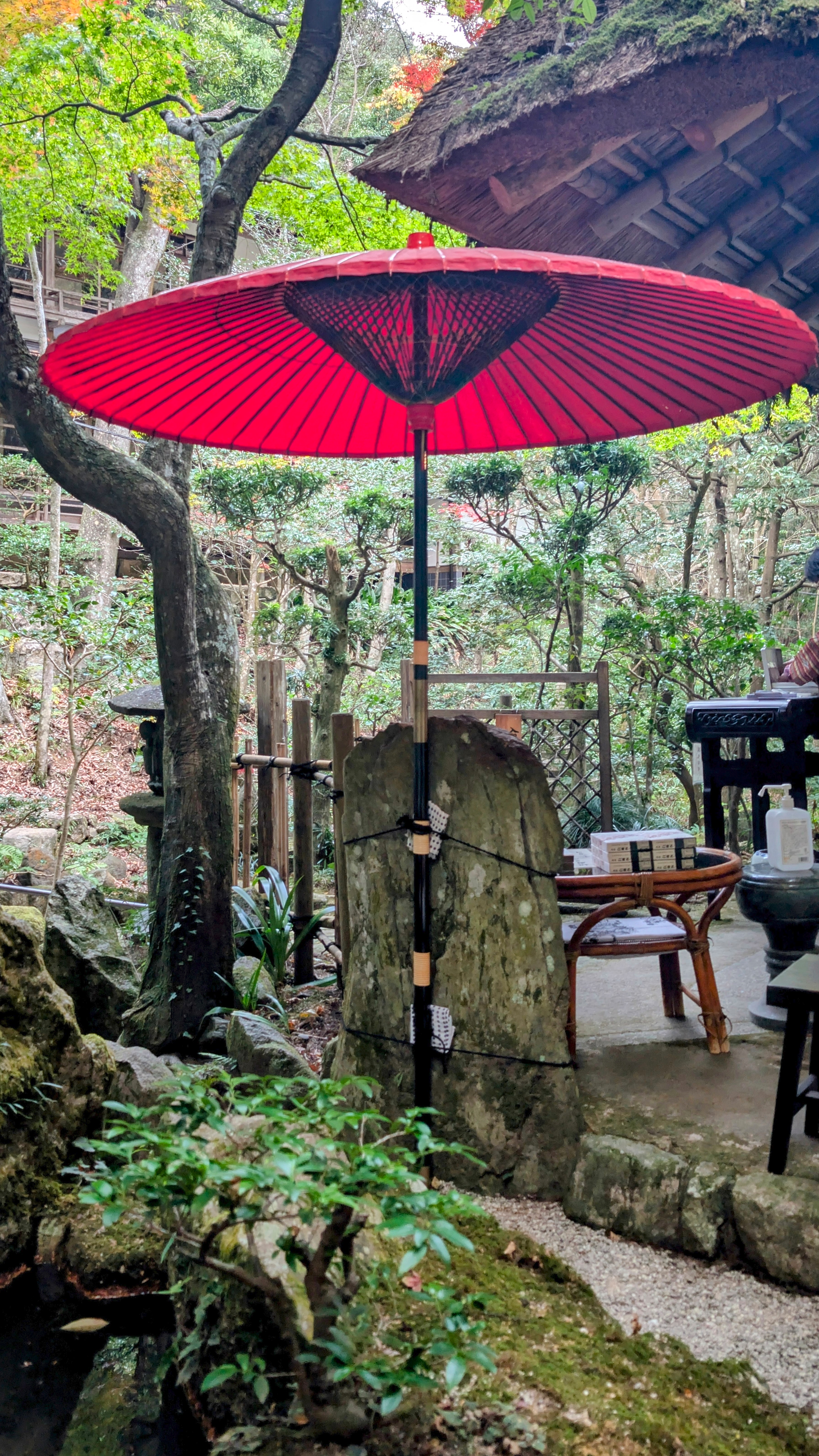 Roter japanischer Schirm