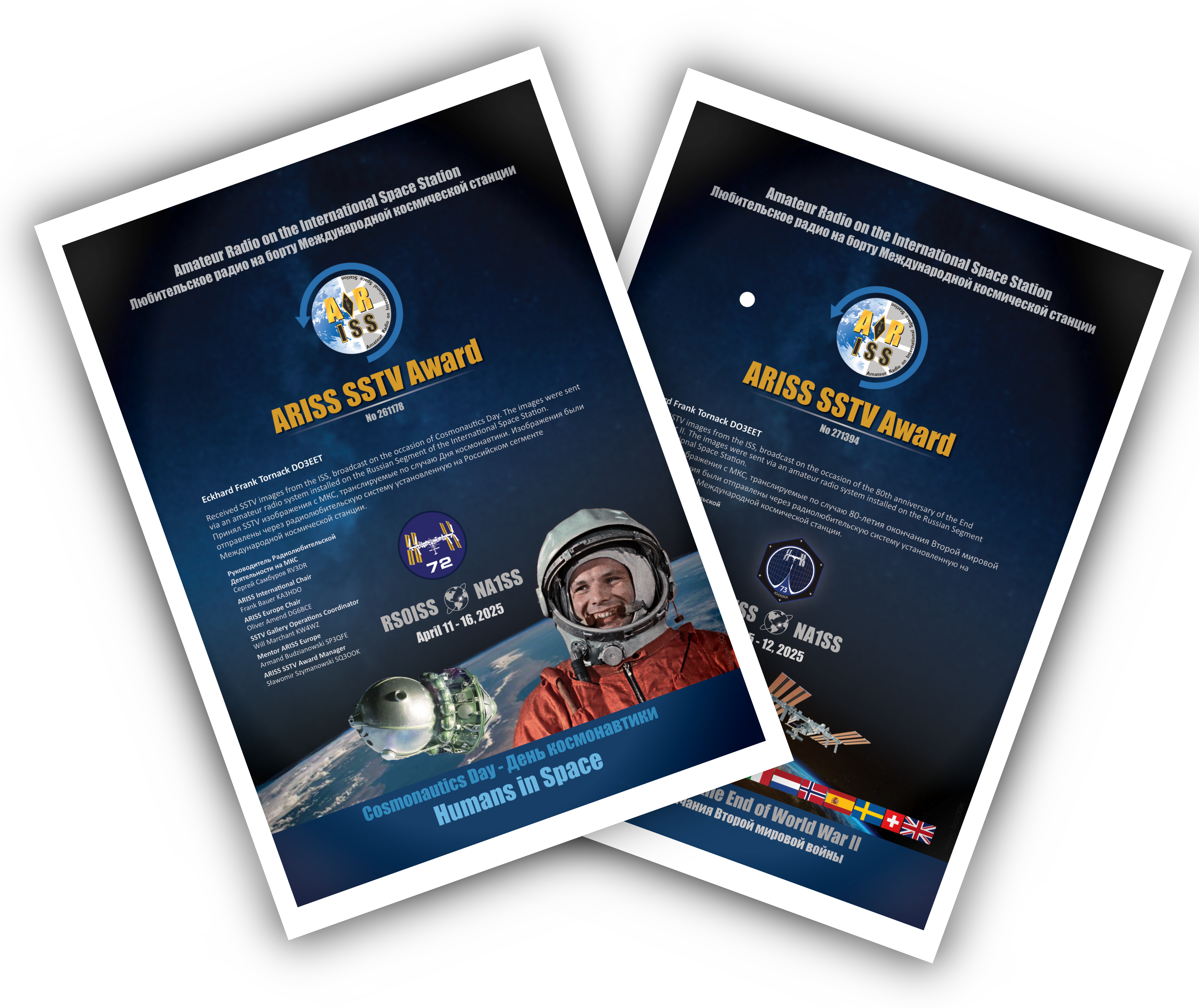 Diplome der SSTV-Übertragungen der ISS