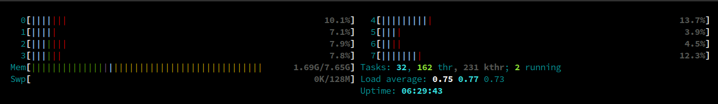 htop auf dem Milk-V Jupiter