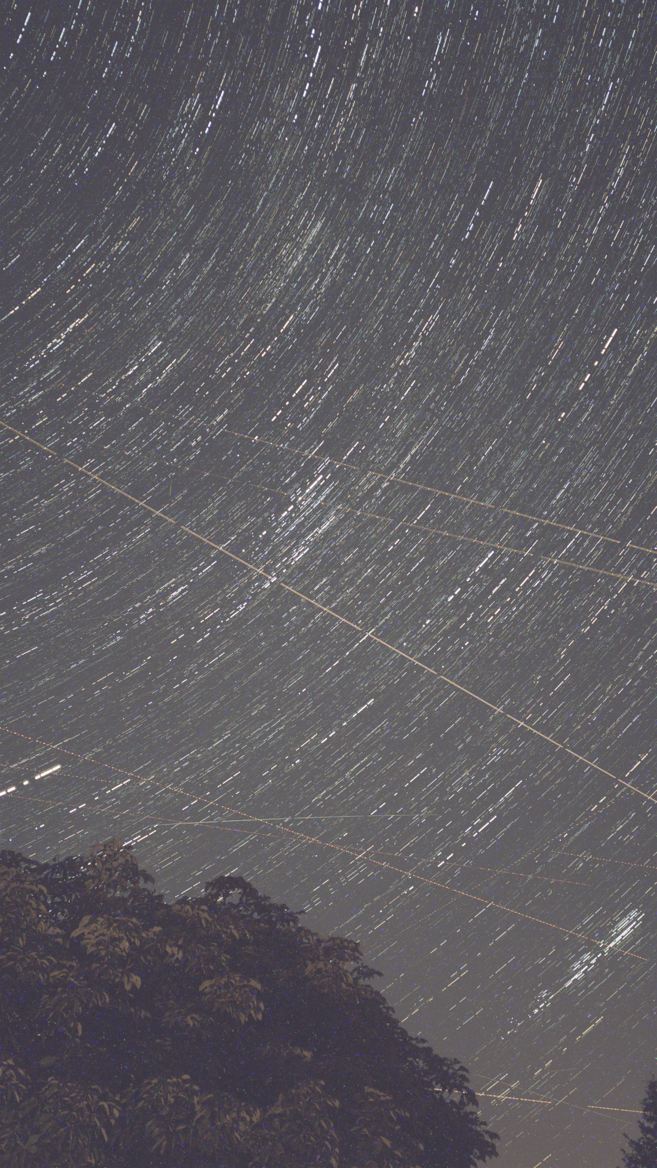 Satellite trail stack composed of 58 single exposures